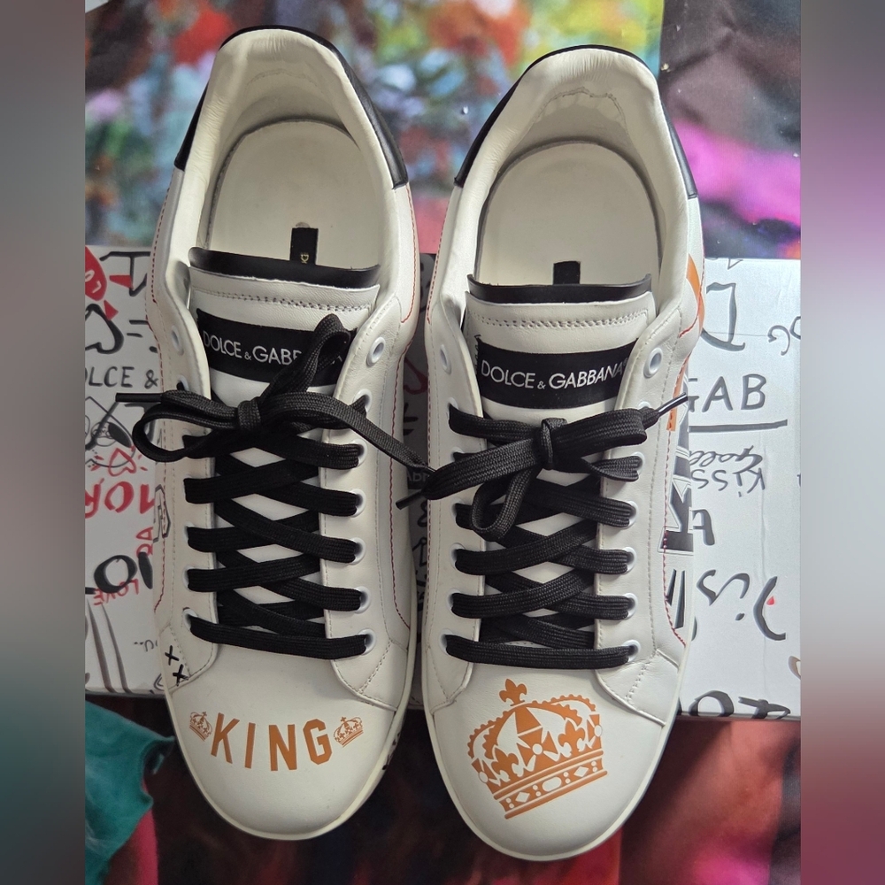 Dolce & Gabbana White Sneakers with Black Accents